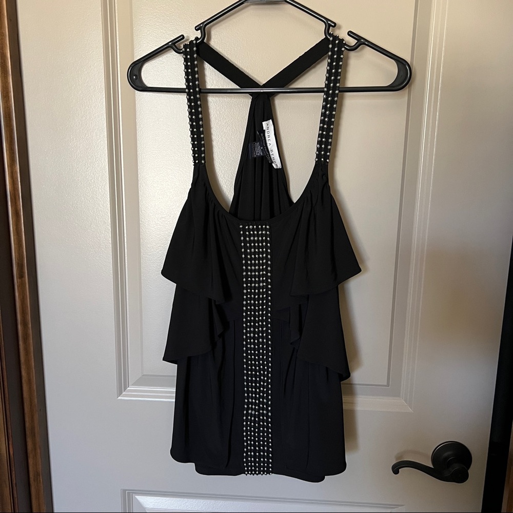 Boston Proper tank top black s rivet detail EUC
